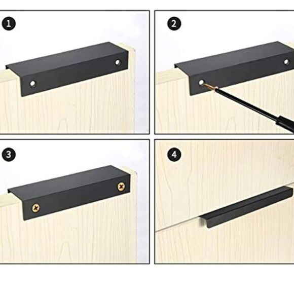 4 5/8 black hidden cabinet handles/pulls (24 Piece Bundle) includes screws - Picture 3 of 6